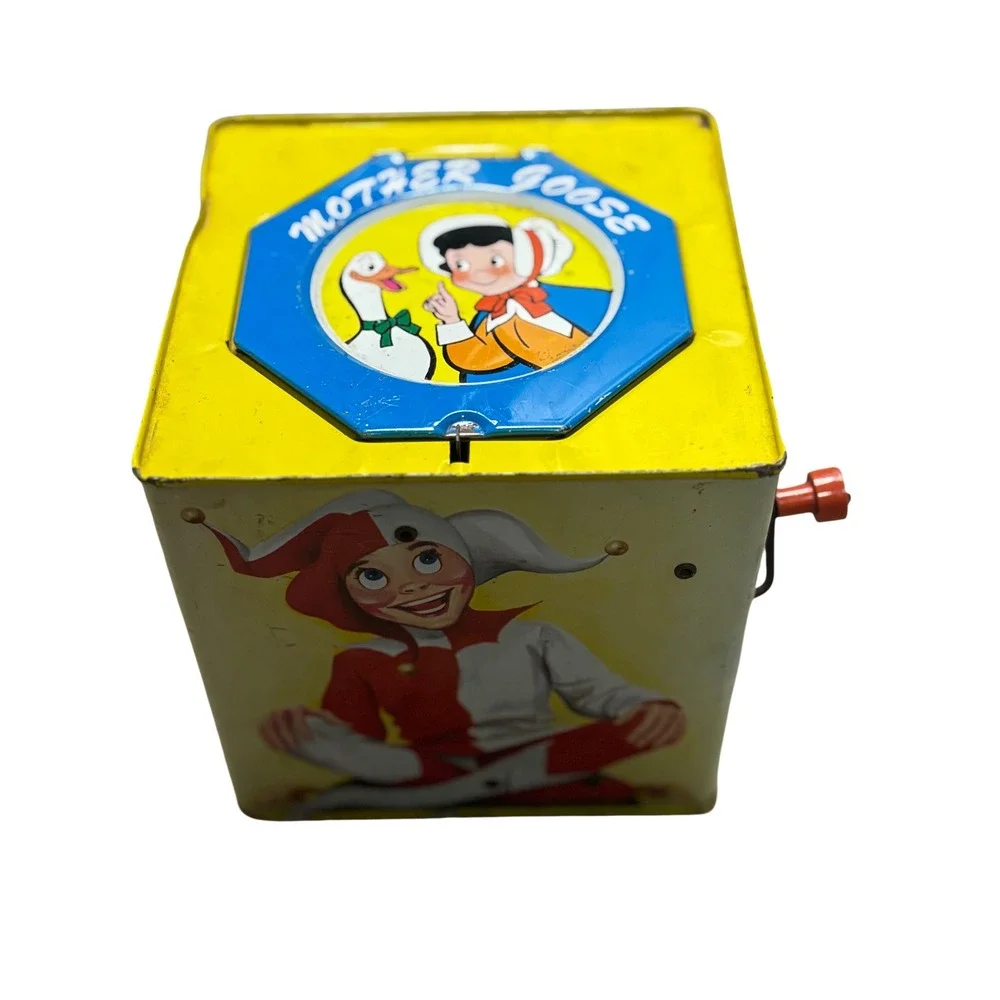 Vintage Mother Goose Tin Litho Jack in the Box Classic Toy Decor by Ray Quigley
